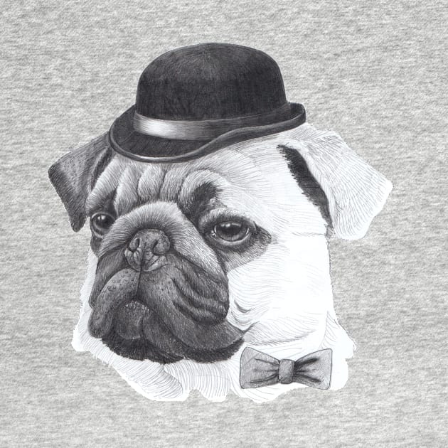 Pug with bowler by doggyshop